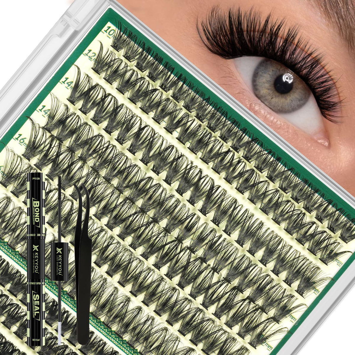 KEYYOU Lash Clusters Kit packaging with 280pcs included