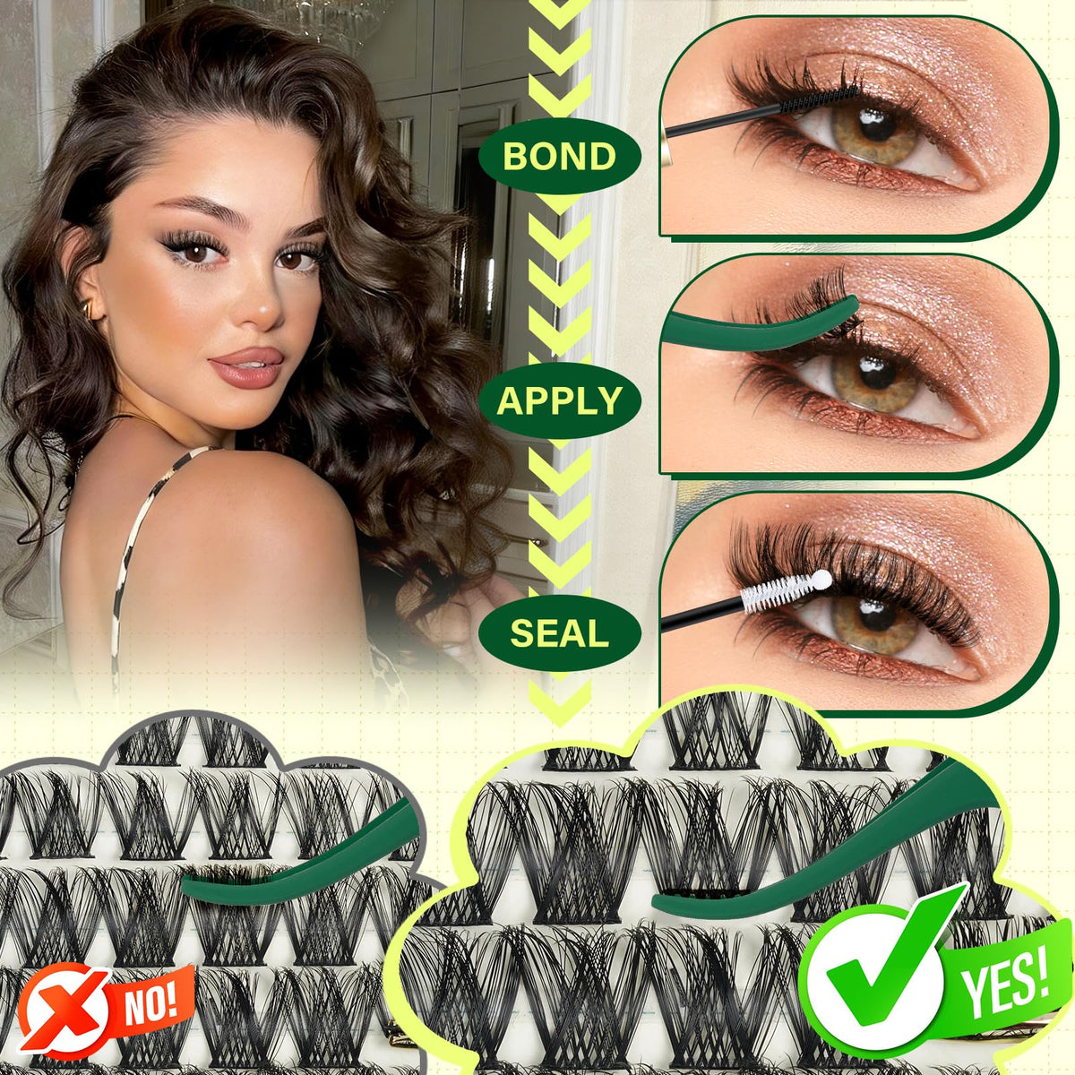 KEYYOU Lash Clusters Kit with all accessories displayed
