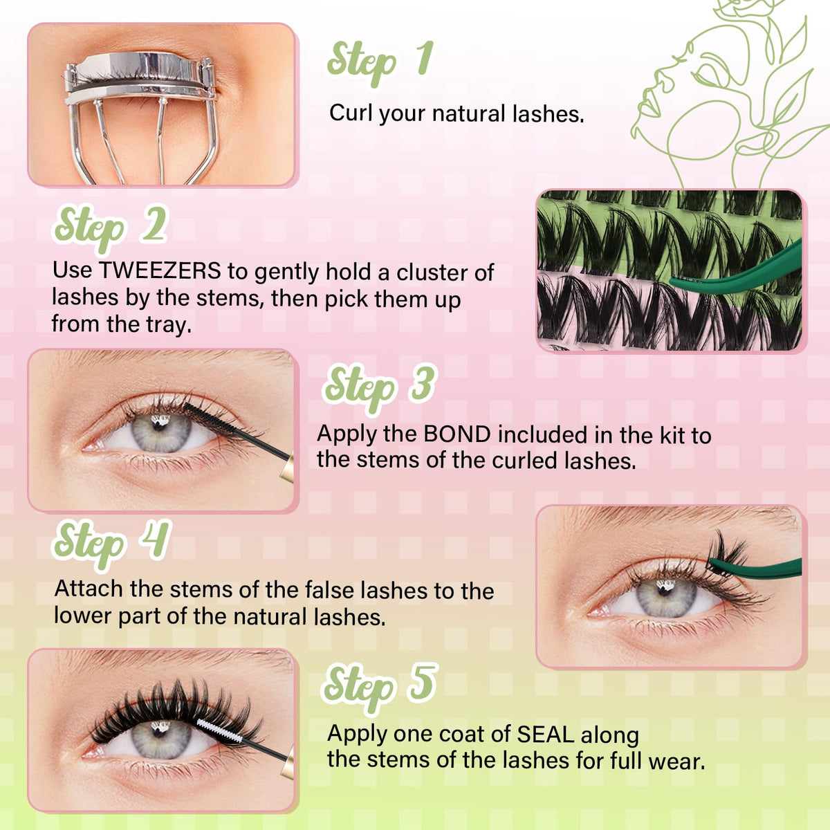 KEYYOU lash clusters kit with all components displayed
