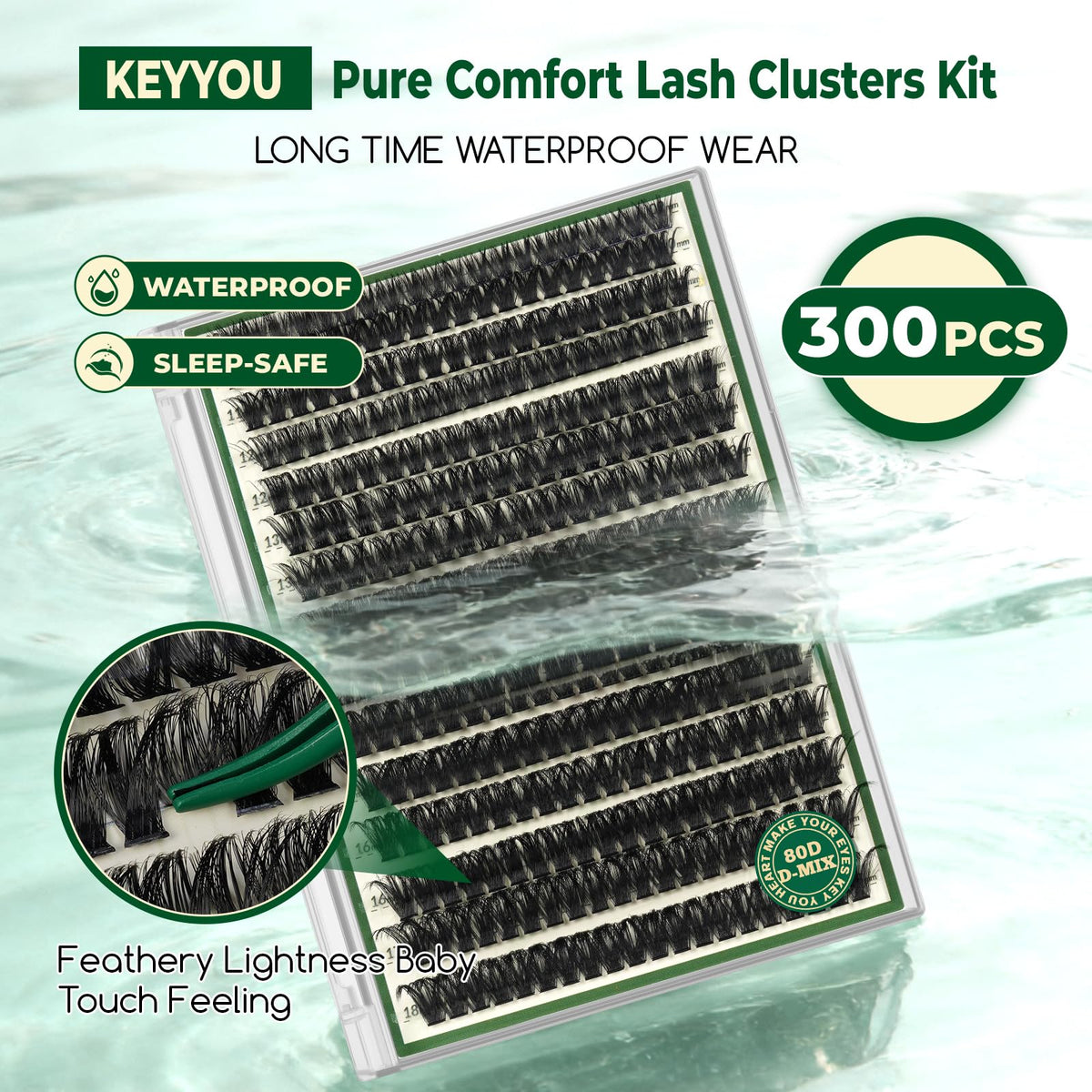 KEYYOU Lash Clusters Kit with all components laid out