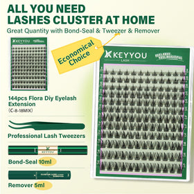 KEYYOU Lash Clusters Kit with mixed lengths 8-18mm