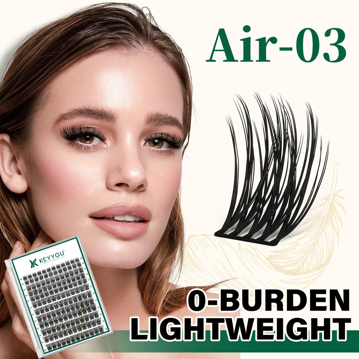 KEYYOU Lash Clusters packaging with 144 individual lashes