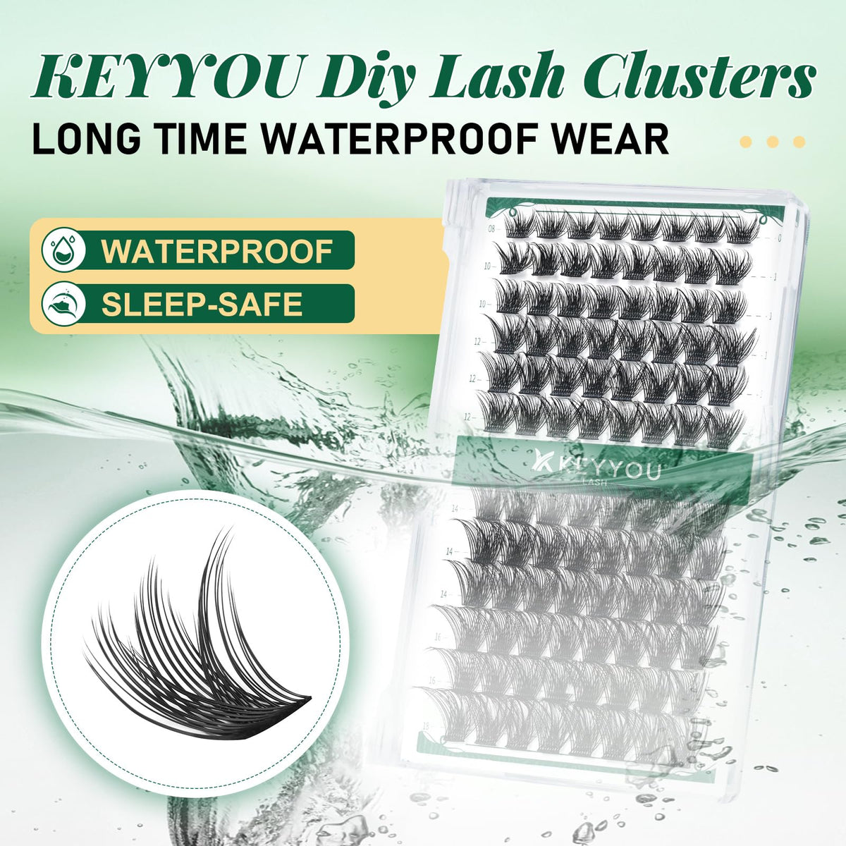 KEYYOU Lash Clusters packaging with 96 individual lashes