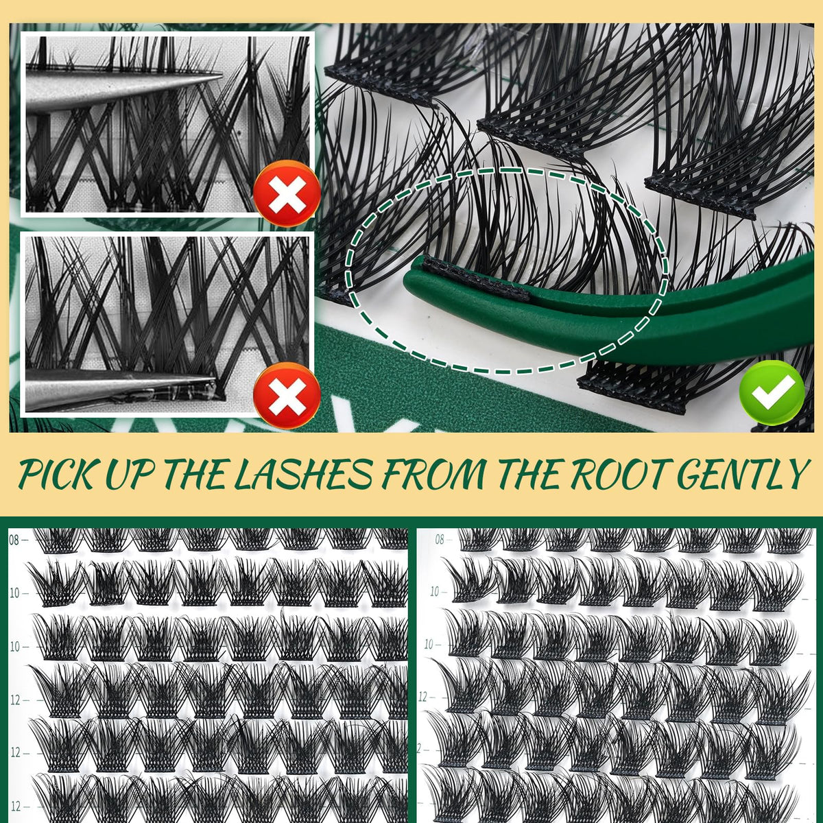 KEYYOU Lash Clusters side view with lash details