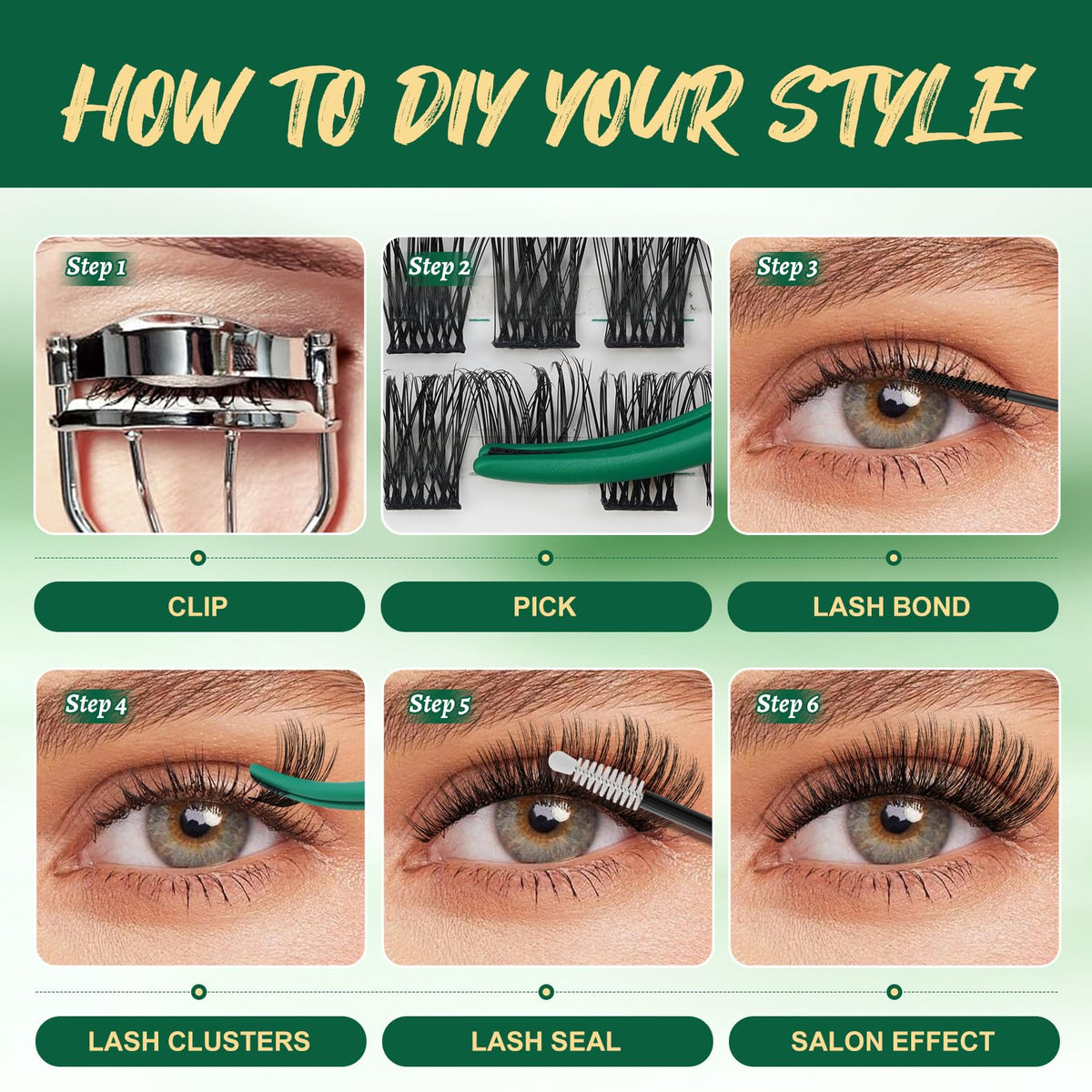 KEYYOU Lash Clusters with beauty tools background