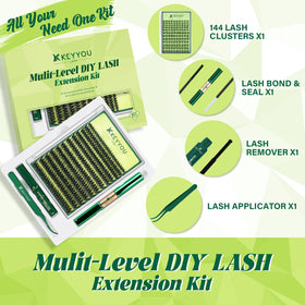 KEYYOU lash clusters with precision tweezers and applicator brush