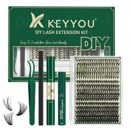 KEYYOU Lash Extension Kit with 300 pcs false lashes and tools