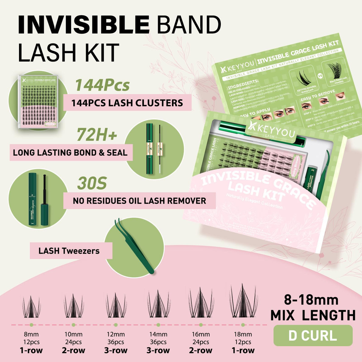 KEYYOU lash glue and accessories included in the kit
