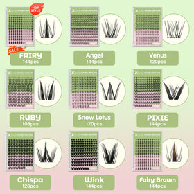 KEYYOU lash glue tube next to lash clusters