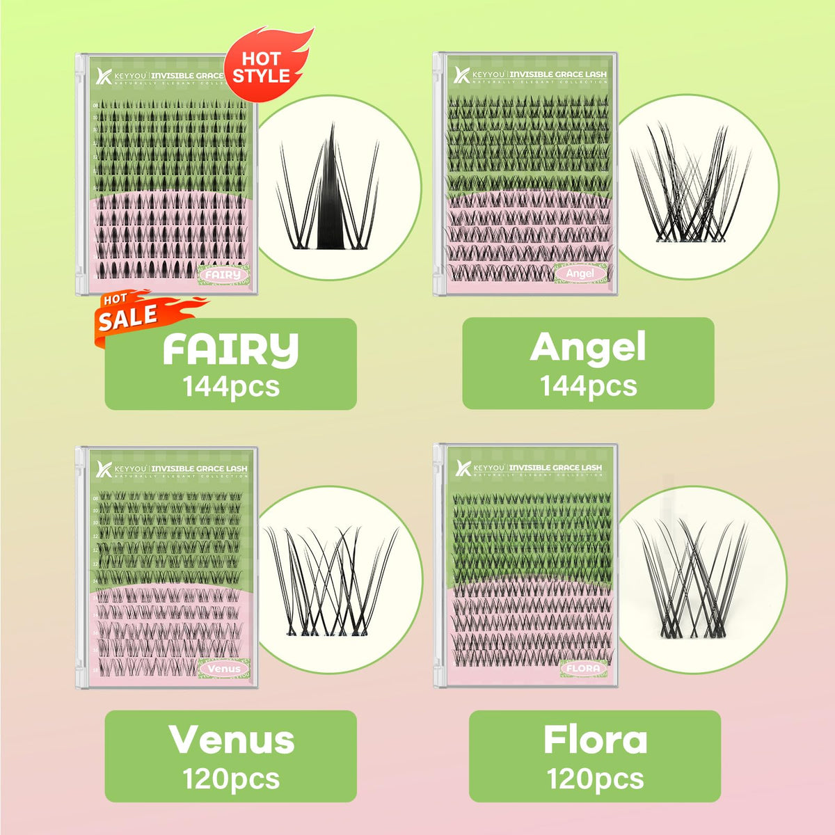 KEYYOU lash glue tube next to lash clusters