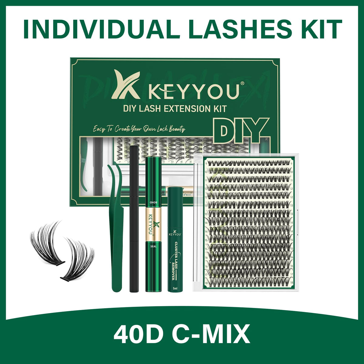 KEYYOU lash kit in use on a model