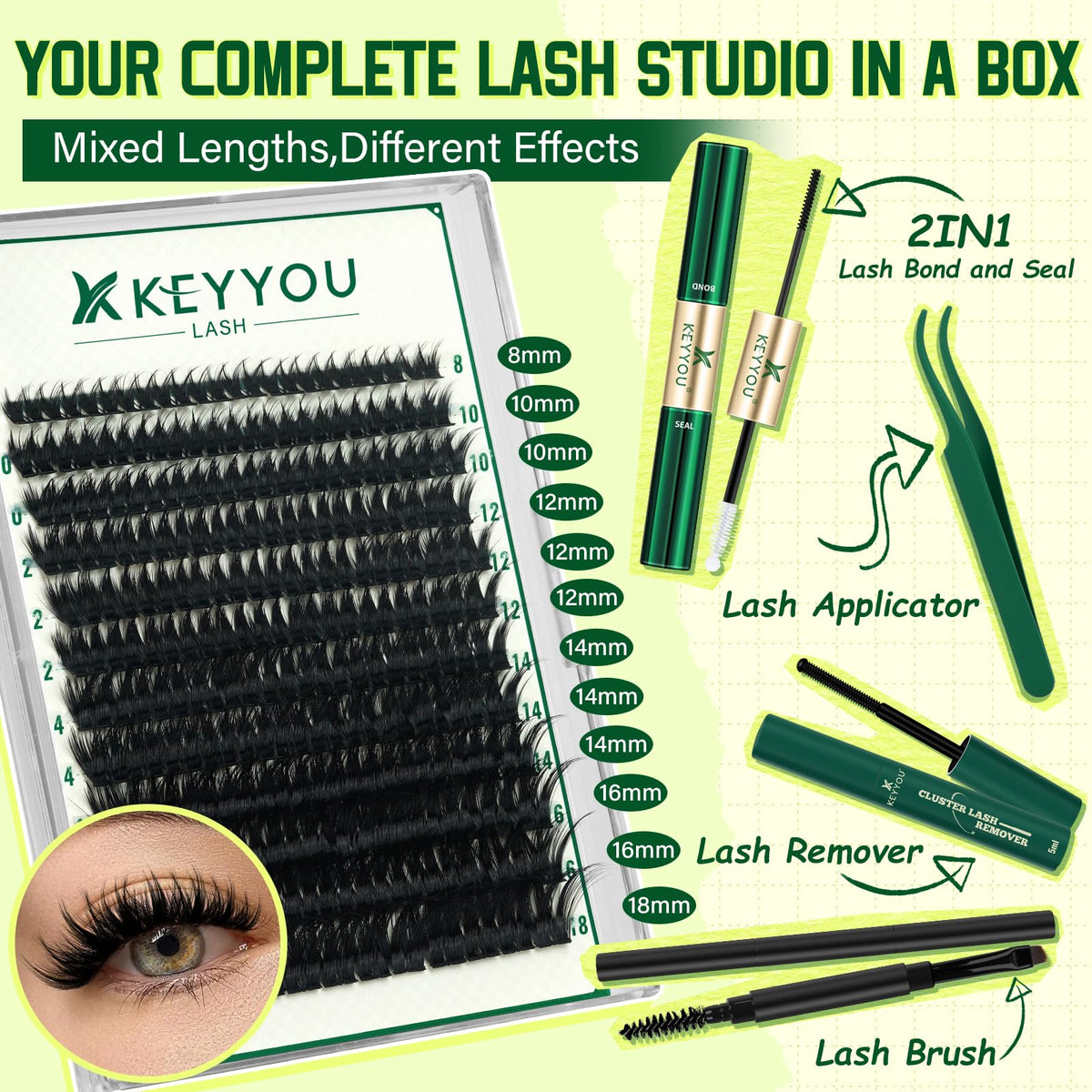 KEYYOU lash remover and tools included