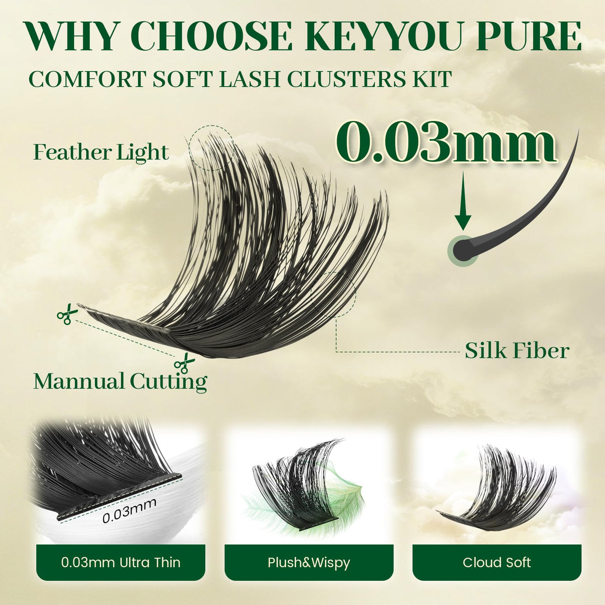 KEYYOU lash remover bottle with lash clusters kit