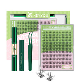 KEYYOU Lisbon Lash Clusters Kit front view with 108 pieces