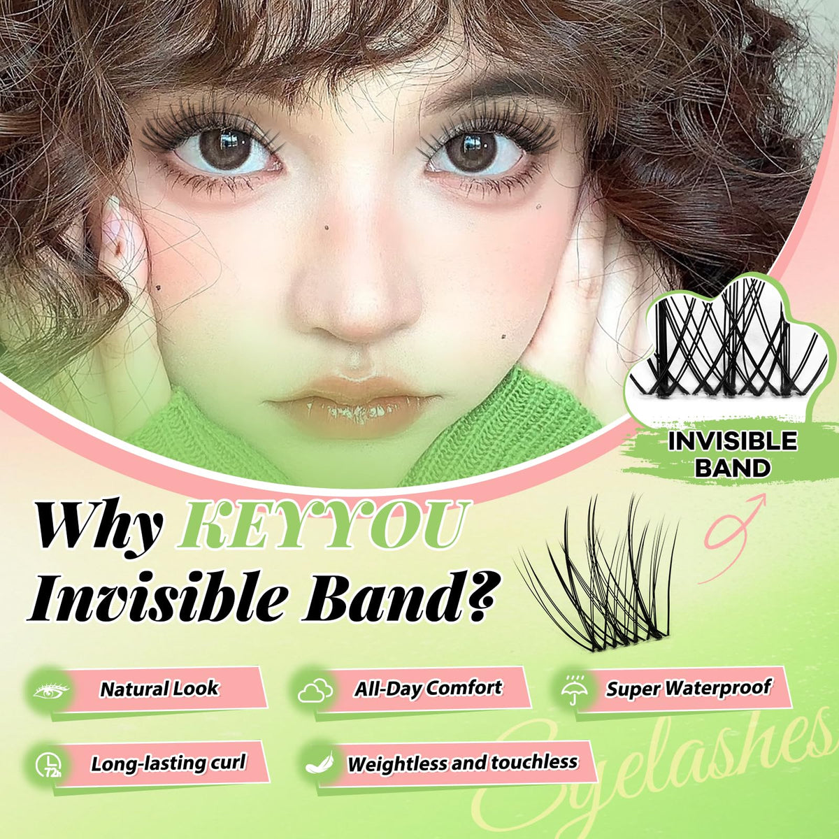 KEYYOU Lisbon Lash Clusters Kit with brush for easy application