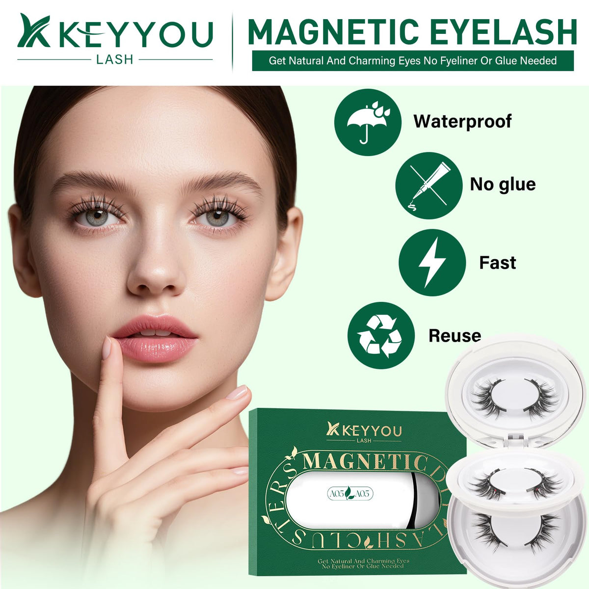 KEYYOU magnetic eyelashes in packaging