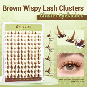 KEYYOU Manga Brown Lash Clusters Kit with tools