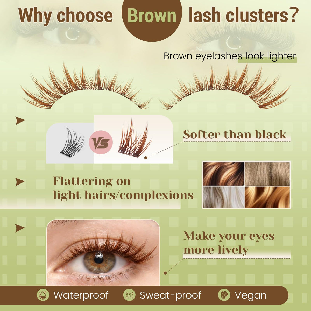 KEYYOU Manga Brown Lash Clusters worn by model