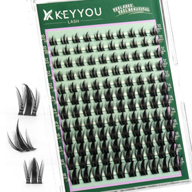 KEYYOU Manga Lash Clusters front view with mixed lengths 10-18mm
