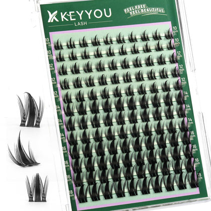 KEYYOU Manga Lash Clusters front view with mixed lengths 10-18mm