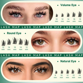 KEYYOU Manga Lash Clusters showing mixed lengths 10-18mm