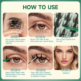 KEYYOU Manga Lash Clusters showing waterproof bond