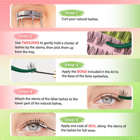 KEYYOU Naiad Lash Clusters Kit with lashes applied
