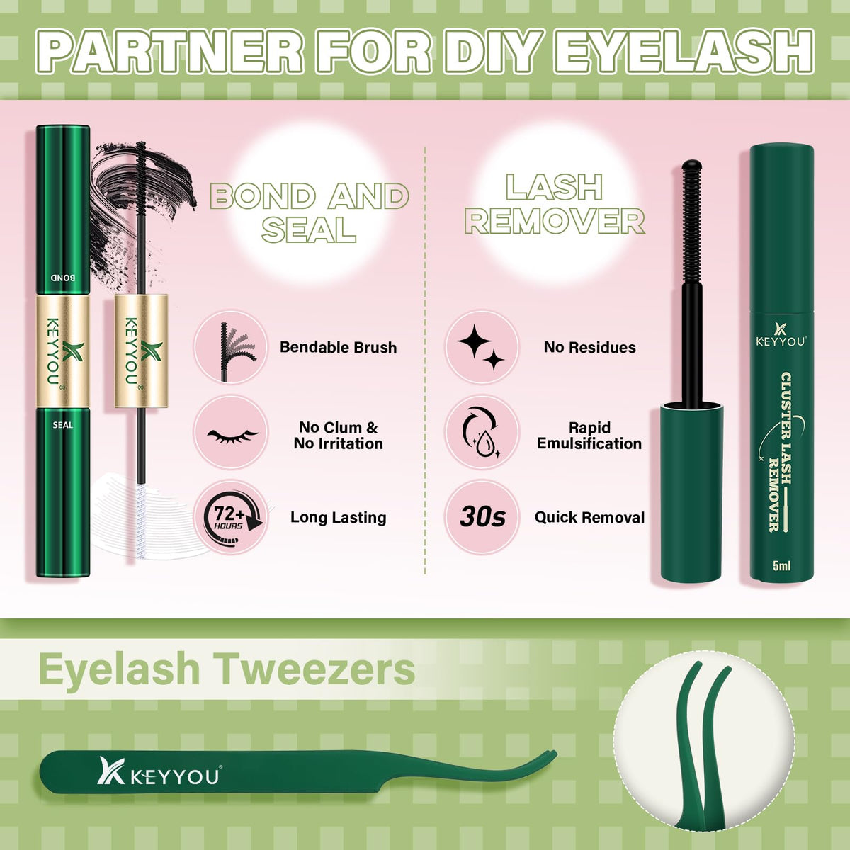 KEYYOU Pixie Lash Clusters Kit lifestyle image with model
