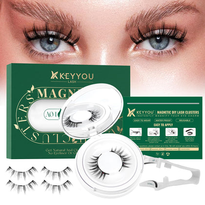 KEYYOU Reusable Magnetic Eyelashes front view with applicator