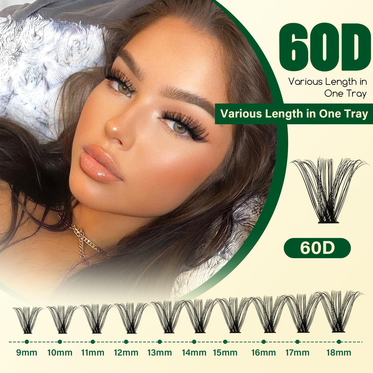 KEYYOU Soft 60D Lash Clusters with dramatic effect