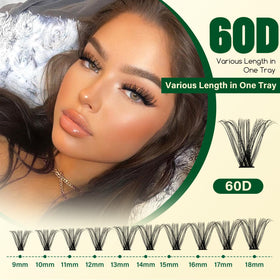 KEYYOU Soft 60D Lash Clusters with dramatic effect
