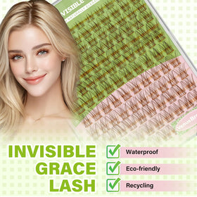 KEYYOU Venus Brown Lash Clusters displayed with various lengths