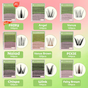 KEYYOU Venus Brown Lash Clusters in a beauty setup