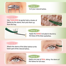 KEYYOU Venus Brown Lash Clusters showing individual clusters