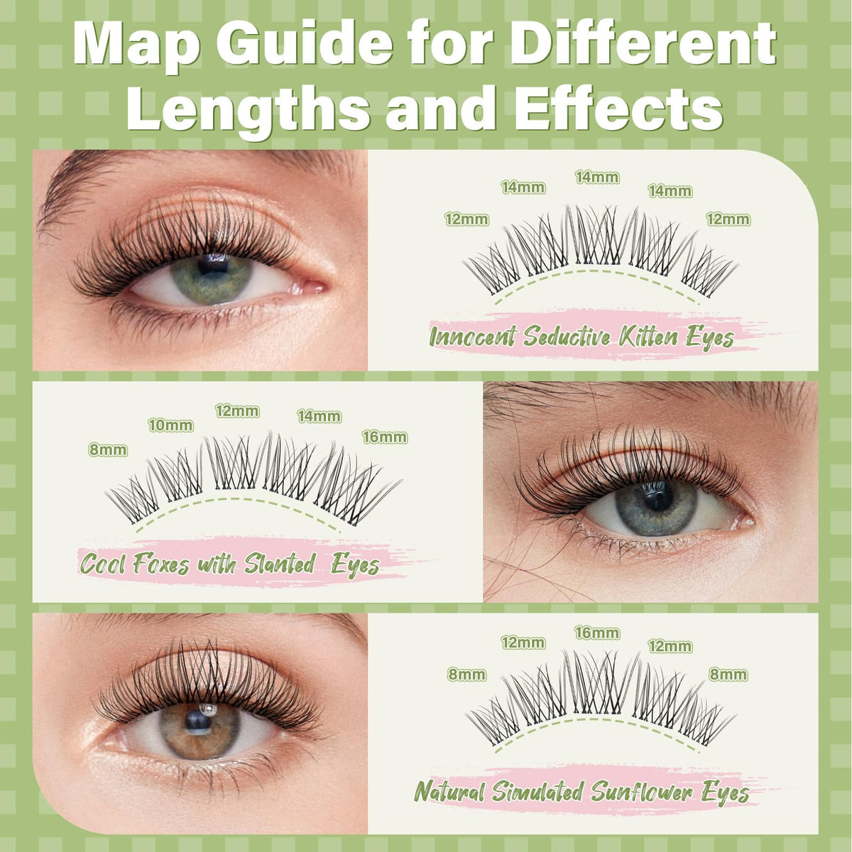 KEYYOU Venus Lash Clusters applied on model's eyes