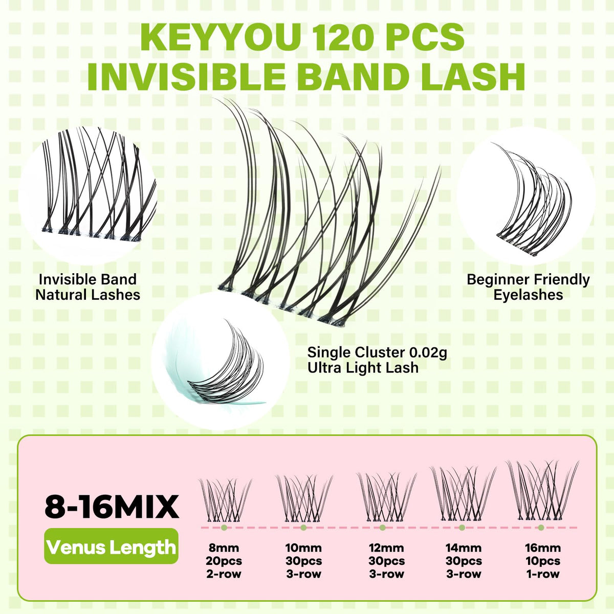 KEYYOU Venus Lash Clusters packaging with 144 lash clusters