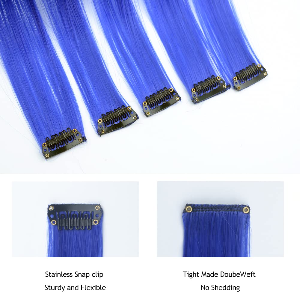 KGBFASS blue hair extensions styled on mannequin