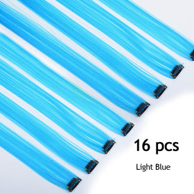 KGBFASS Light Blue Clip in Hair Extensions 20 Inch close-up of clips