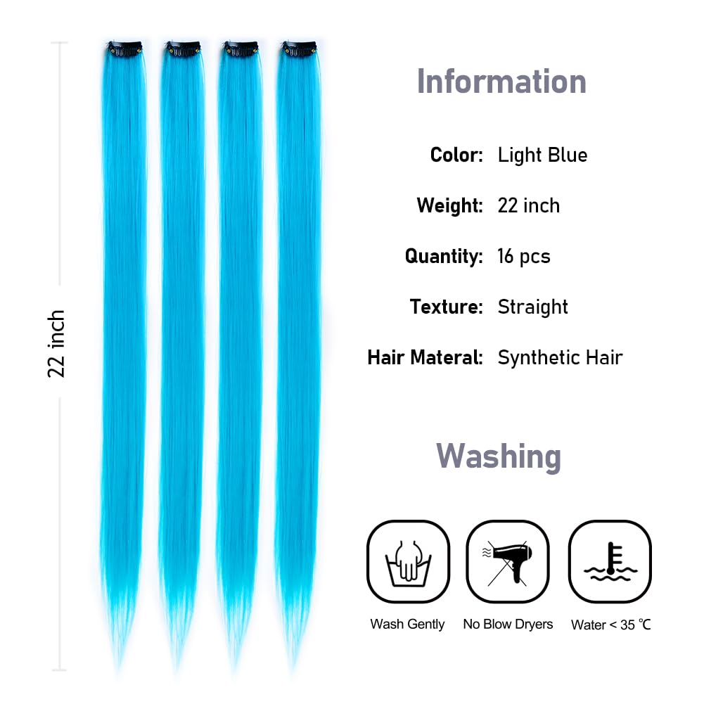 KGBFASS Light Blue Clip in Hair Extensions 20 Inch packaging