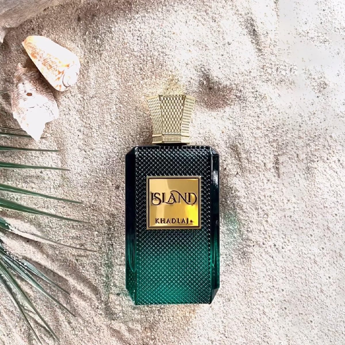 Khadlaj Island Extrait de Parfum on a vanity