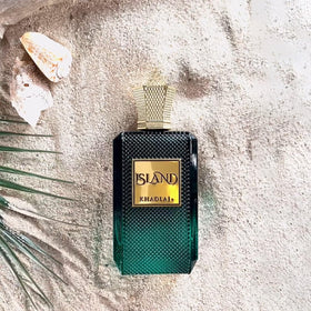 Khadlaj Island Extrait de Parfum on a vanity
