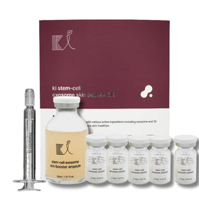 ki cosmetics Stem-Cell Exosome Skin support Kit front view with ampoules