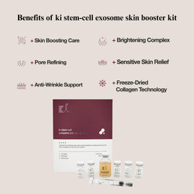 ki cosmetics Stem-Cell Exosome Skin support Kit on a vanity
