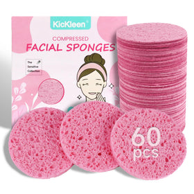 kickleen Compressed Facial Sponges 60-count pack front view