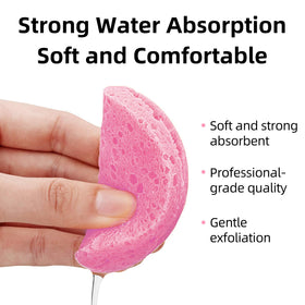 kickleen Compressed Facial Sponges in a bathroom setting