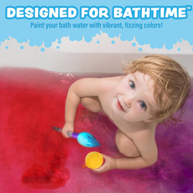 Kids using Tub Works Bath Color Brush in a colourful bath