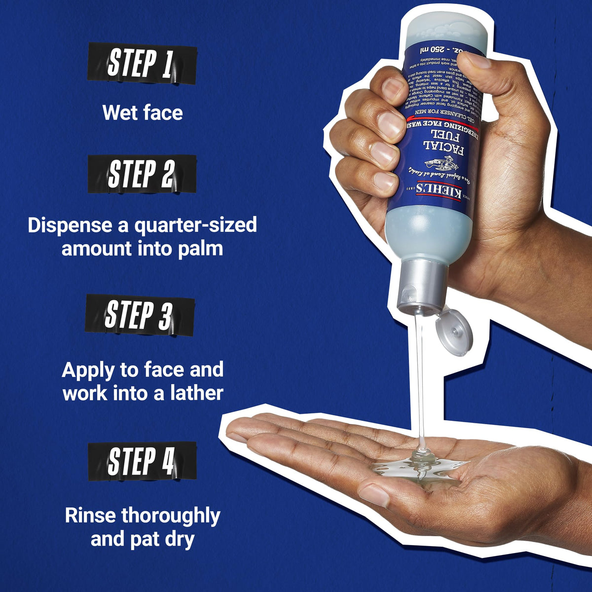 Kiehl's Facial Fuel Face Wash lathering on skin