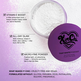 Kimchi Chic That White Powder Loose Setting Powder in use during makeup application