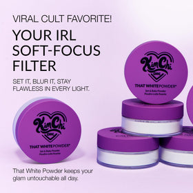 Kimchi Chic That White Powder Loose Setting Powder on vanity