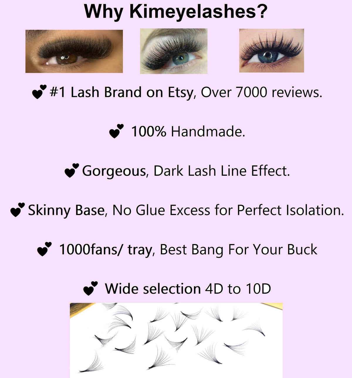 Kimeyelashes 5D Wispy Fans with tweezers for application